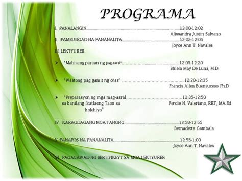 programme in tagalog